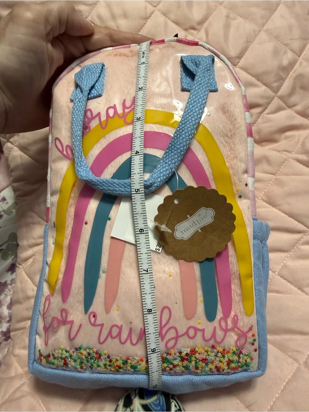 Mud Pie Kids Rainbow Sequin Clear Backpack - Pink, Yellow, Blue
